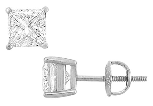 UPC 752516000059 product image for 14K White Gold Princess Cubic Zirconia Stud Earrings 5 CT. TGW. | upcitemdb.com