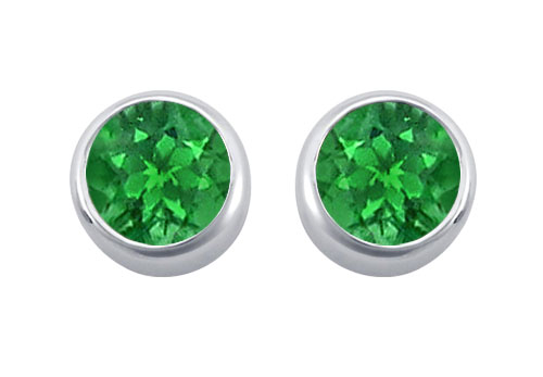 UPC 752516000080 product image for Created Emerald Bezel Set Stud Earrings 925 Sterling Silver 2 Carat Total Gem We | upcitemdb.com