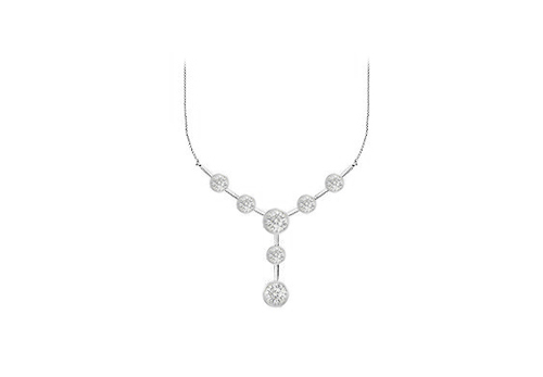 Drop Design Diamond Necklace Of One Carat Diamonds Totaling In 14k White Gold 20 In. Necklace