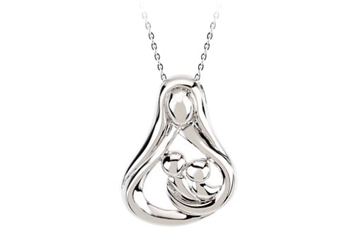 Ubpdsr45218ag2 Heart Mother Necklace In Sterling Silver With Fine Silver Chain --gift For A Mother