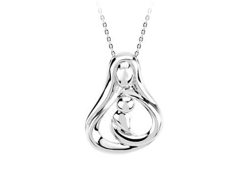 Ubpdsr45218ag1 Heart Mother Necklace In Sterling Silver With Fine Silver Chain --gift For A Mother