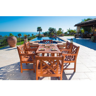 Dropshipvendorgroup V189set9 Malibu Eco-friendly 7-piece Wood Outdoor Dining Set