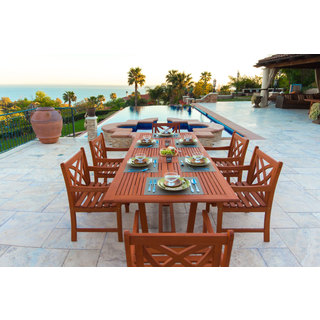 Dropshipvendorgroup V232set8 Malibu Eco-friendly 7-piece Wood Outdoor Dining Set With Rectangular Extension Table