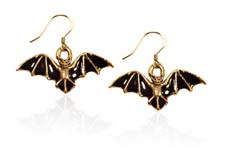 532g-er Bat Charm Earrings, Gold