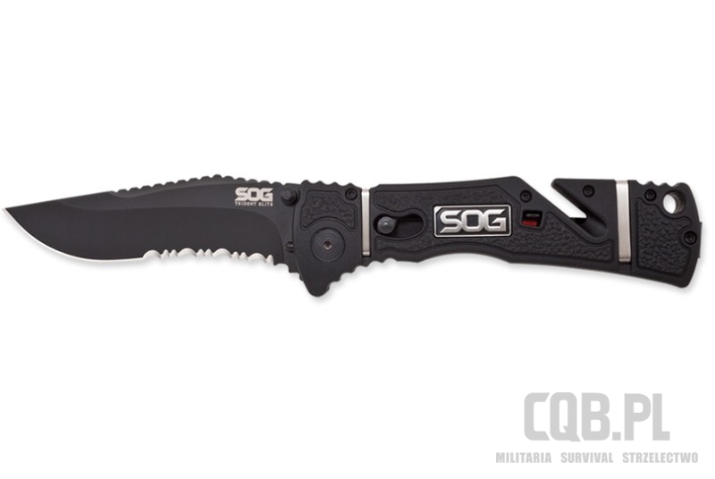 Tf106-cp Trident Elite Black Handle Tanto Combo Edge Clam Knife