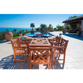 Dropshipvendorgroup V98set11 Malibu Eco-friendly 7-piece Wood Outdoor Dining Set