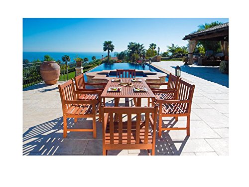 Dropshipvendorgroup V98set10 Malibu Eco-friendly 7-piece Wood Outdoor Dining Set With Stacking Dining Chairs