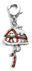 Gingerbread House Charm Dangle In Silver