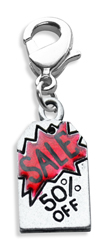 3294s 50 Percentage Off Sales Tag Charm Dangle, Silver