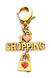 3820g I Love Shopping Charm Dangle, Gold