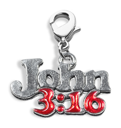 4240s John 3 - 16 Charm Dangle, Silver