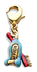 633g Tooth Paste With Brush Charm Dangle, Gold