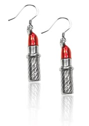 336s-er Lipstick Charm Earrings, Silver