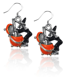 3424s-er Witch Charm Earrings, Silver