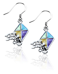 3735s-er Kite Charm Earrings, Silver