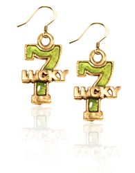 3780g-er Lucky 7 Charm Earrings, Gold