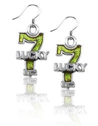 3780s-er Lucky 7 Charm Earrings, Silver