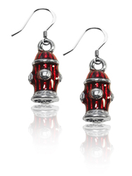 Fire Hydrant Charm Earrings, Silver