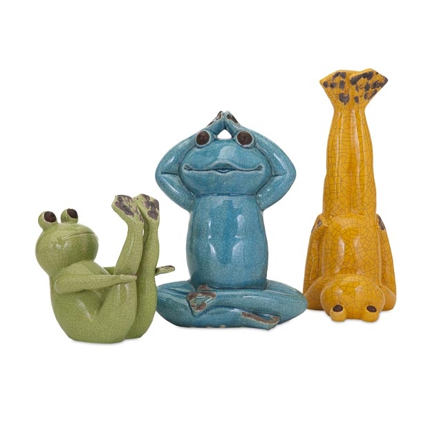 Imax 13534-3 Yoga Frog Statuaries - Set Of 3