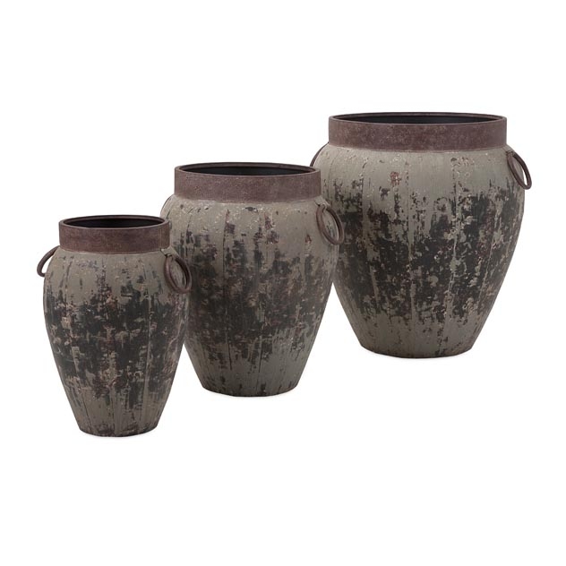 Imax 65245-3 Argetile Rustic Planters - Set Of 3