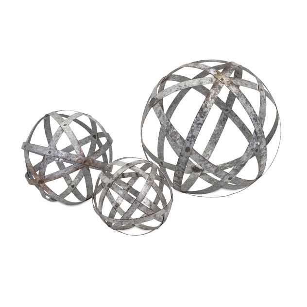 Imax 65346-3 Demi Galvanized Spheres - Set Of 3