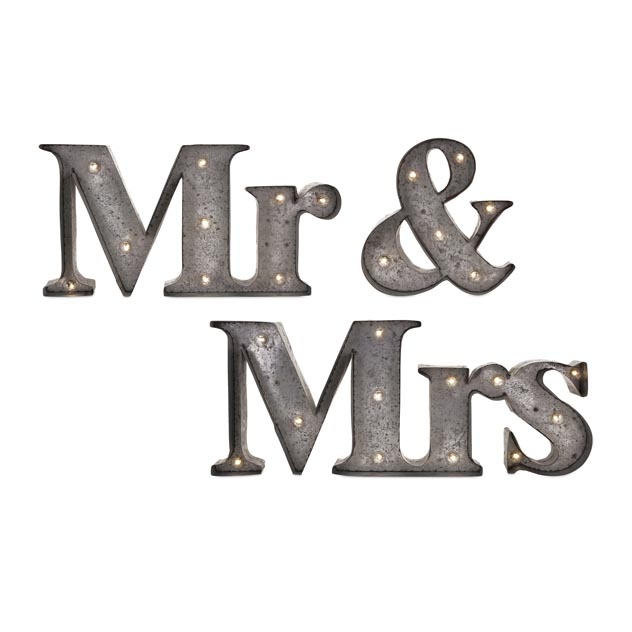 Imax 65357-3 Mr. & Mrs. Lighted Sign - Set Of 3