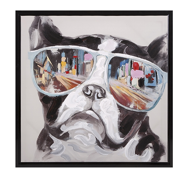 City Shades Dog Framed Canvas