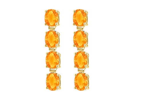 Uber57y14ct 14k Yellow Gold Oval Citrine Drop Earrings With Prong Set Of Eight Carat Total Gem Weight