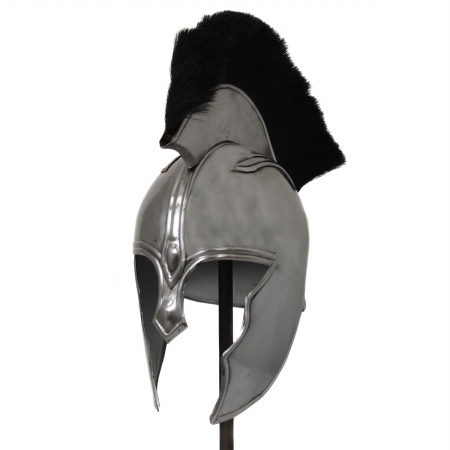 8880667 Antique Replica The Illiad Achilles Steel Armor Helmet - Black Plume
