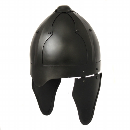 8880586 Antique Replica Medieval Skull Cap Infantry Steel Armor Helmet - Black