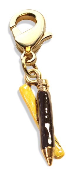 1683g Ruler & Pencil Charm Dangle In Gold