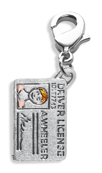 1789s Drivers License Charm Dangle In Silver