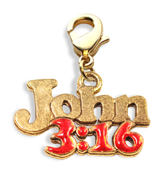 4240g John 3 - 16 Charm Dangle, Gold