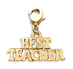 4364g Best Teacher Charm Dangle, Gold