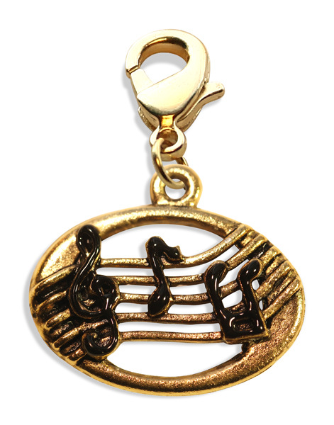 998g Disc With Musical Notes Charm Dangle In Gold