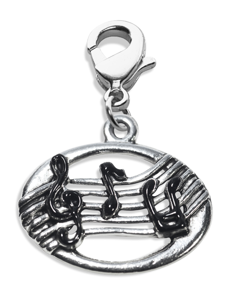 998s Disc With Musical Notes Charm Dangle In Silver