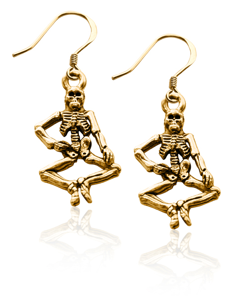 1184g-er Skeleton Charm Earrings In Gold