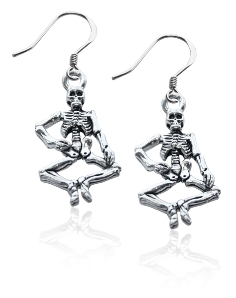1184s-er Skeleton Charm Earrings In Silver