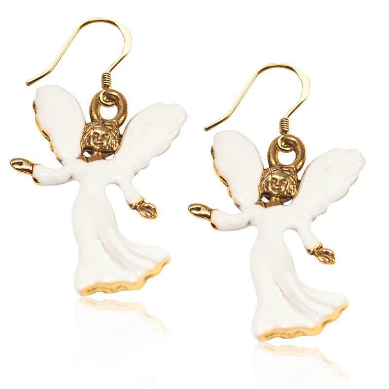 274g-er Angel Charm Earrings In Gold