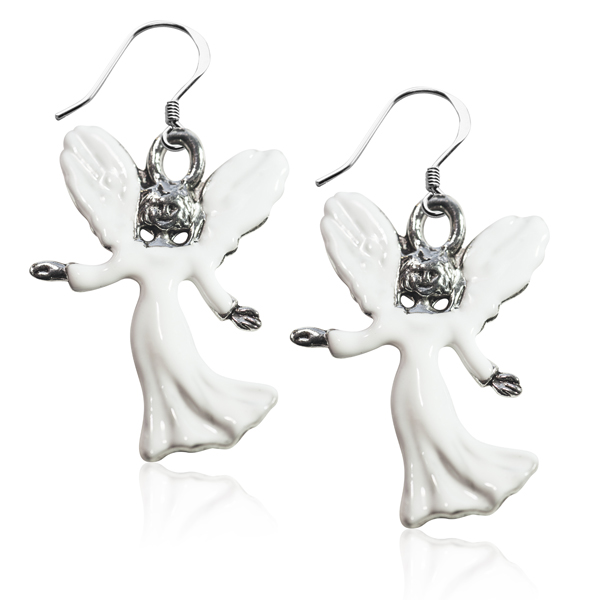 274s-er Angel Charm Earrings In Silver