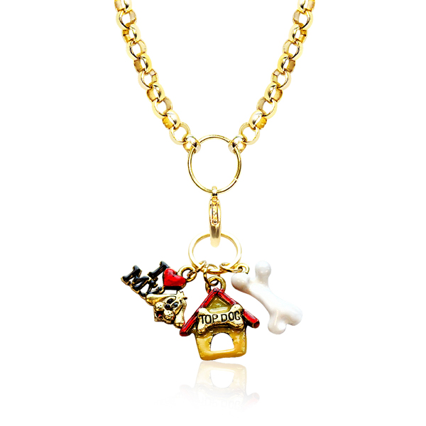 1000g-nl Dog Lover Charm Necklace In Gold