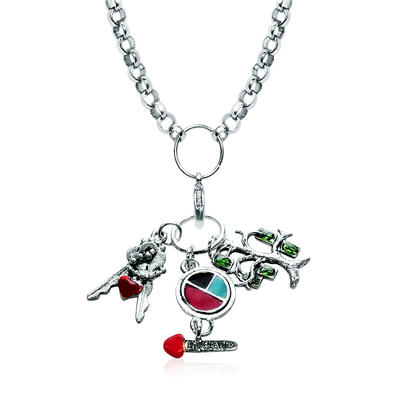 1100s-nl Teen Girl Charm Necklace In Silver