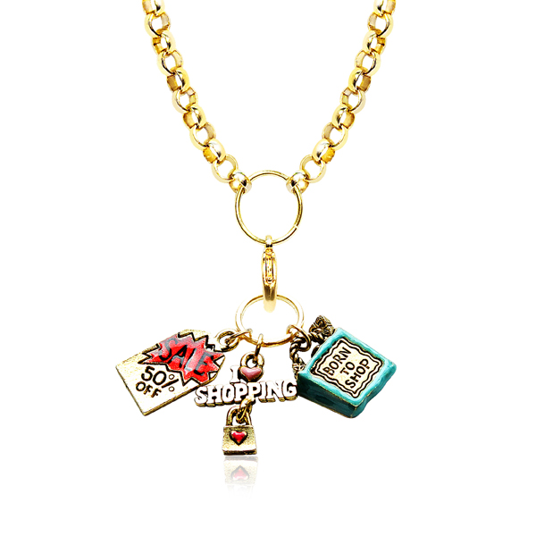 1101g-nl Shopper Mom Charm Necklace In Gold