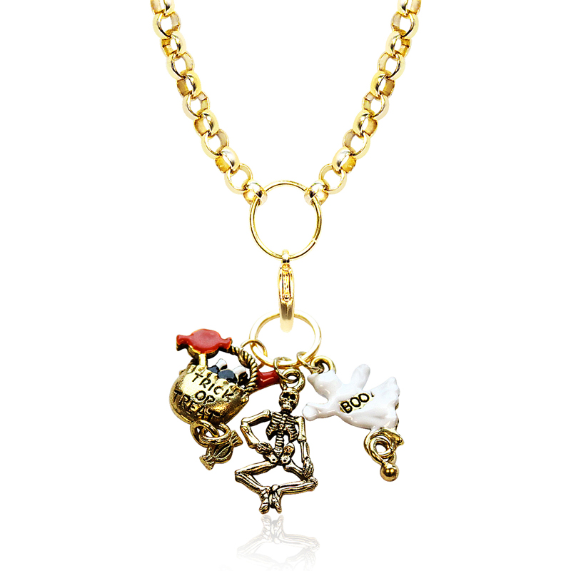 Halloween Charm Necklace In Gold