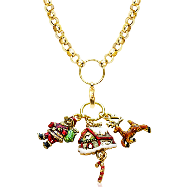 1301g-nl Christmas Charm Necklace In Gold