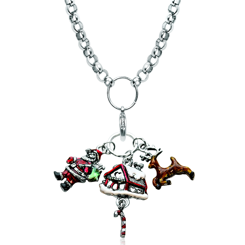 1301s-nl Christmas Charm Necklace In Silver