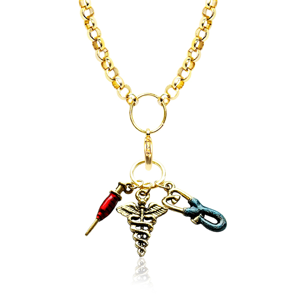 1400g-nl Nurse Charm Necklace In Gold