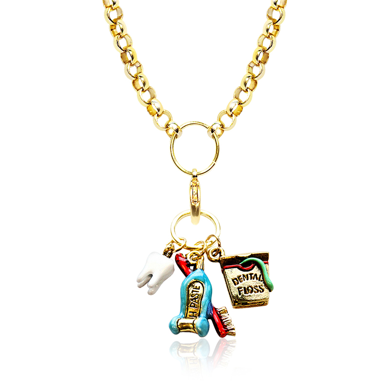 1401g-nl Dental Assistant Charm Necklace In Gold
