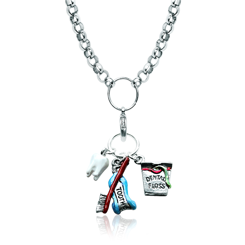 1401s-nl Dental Assistant Charm Necklace In Silver
