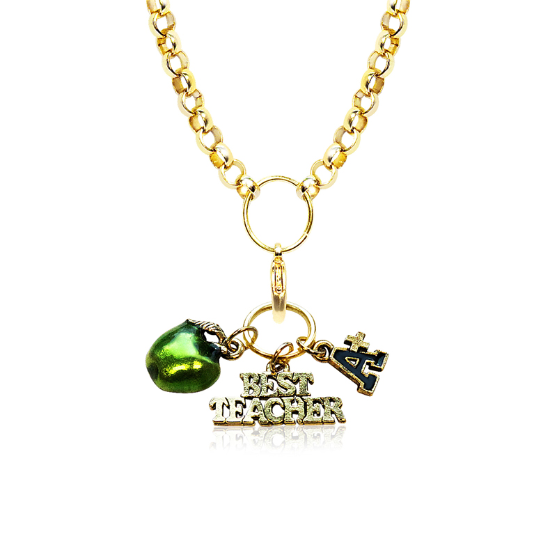 1402g-nl Teacher Charm Necklace In Gold